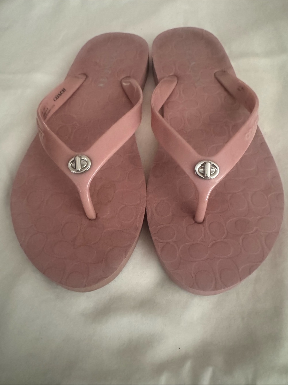 Coach Dusty Pink Signature Logo Flip Flop Sandals